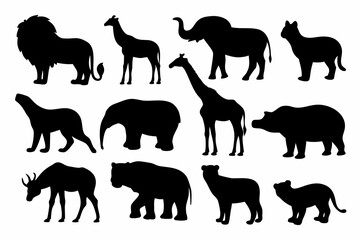 Fototapeta premium Set of wild animal silhouettes