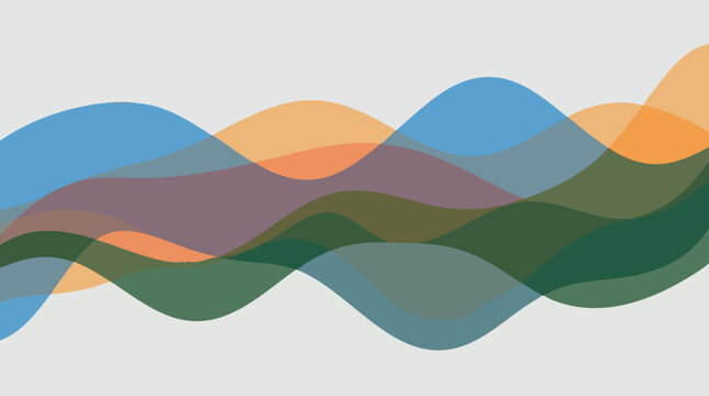 Abstract colorful wavy overlapping translucent shapes background image