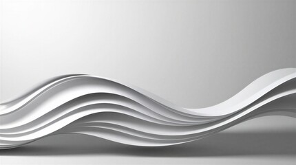 Fototapeta premium Luxury White Layered Paper Wave Background with Large Copy Space