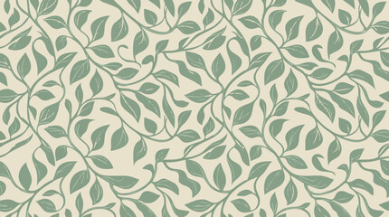 Seamless Botanical Pattern with Green Leaves and Winding Vines © ObStock
