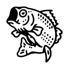 minimalist largemouth bass fish bold line art illustration © Zen20