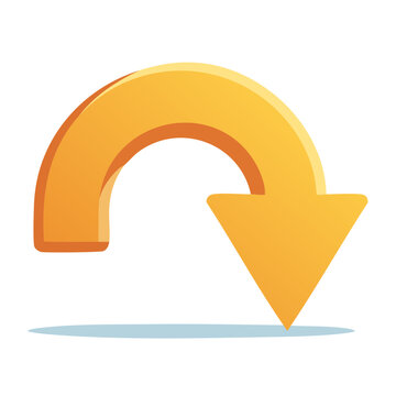 Orange 3D downward arrow icon