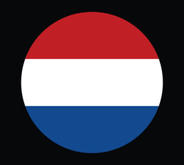 Obraz premium Round Netherlands Flag Icon – Netherlands Flag Circular Vector Badge with Standard Colors and National Symbol. Circle Flag Icon of Netherlands, Button Badge Icon.