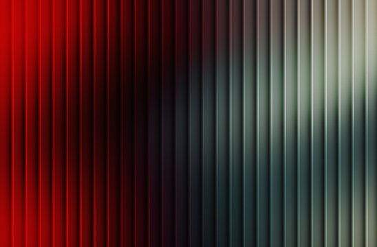 Abstract textured surface with vertical parallel lines and gradient color transition from red to grey