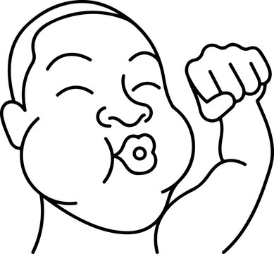 Outline illustration of a man on a punching pose