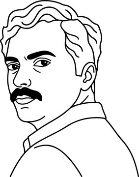 Outline illustration of a man with a serious facial expression