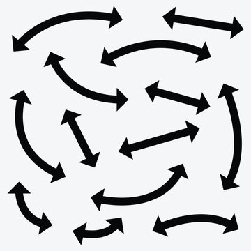 Dual double ended semi circle arrow. Semicircular round long two sided arrow on white background. EPS10 .