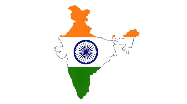 India map with national flag colors and ashoka chakra emblem