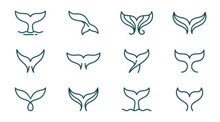 Minimal whale fluke logo icon collection. © Japoi