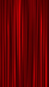4K UHD Vertical video overlay template featuring classic red velvet theater curtains closing onto chroma key green screen for stage show or cinema intro. With alpha matted