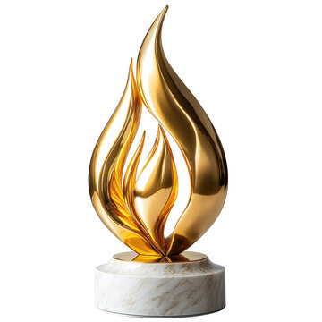 Elegant Gold Flame Sculpture Marble Base