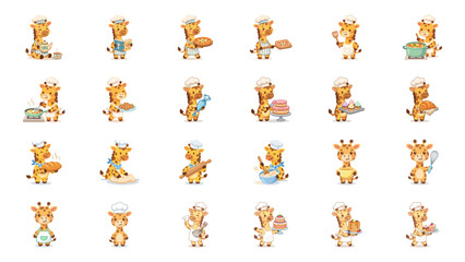 Fototapeta premium Cute Chef Giraffe Collection Cooking Baking Fun Activities