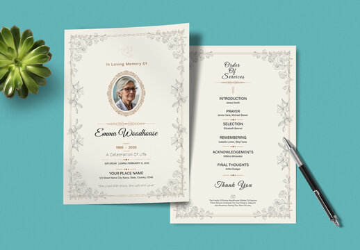 Floral Memorial Funeral Program Template