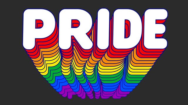 Retro Rainbow Pride Typography with 3D Extrusion Effect - LGBTQ+ Motion Graphics Background