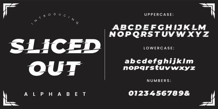 Sliced Out futuristic sci-fi display font with horizontal cut effect for modern technology branding