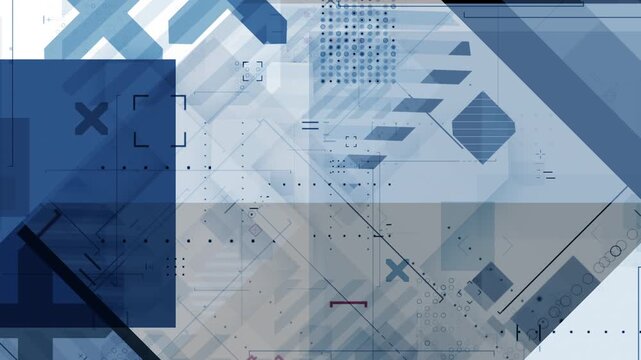 4K abstract geometric motion background featuring layered shapes, diagonal elements and subtle interface graphics with fast-paced transitions