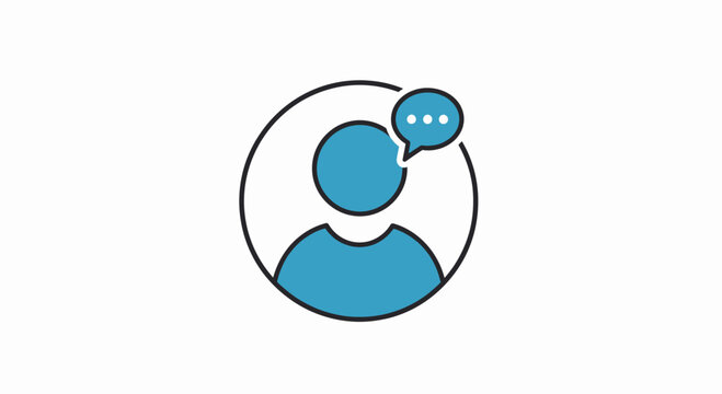 Person in circle with speech bubble