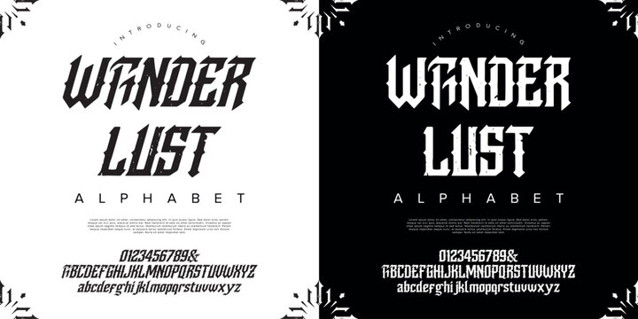 Wander Lust vintage gothic display font with rustic eroded texture for historical design projects