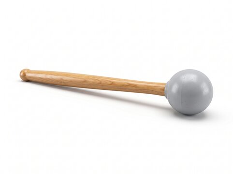 Professional Handheld Muscle Massage Tool with Wooden Handle and Grey Sphere for Physiotherapy and Wellness