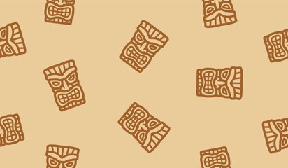 Cute Tiki Mask pattern background vector design © rupa