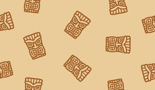 Cute Tiki Mask pattern background vector design