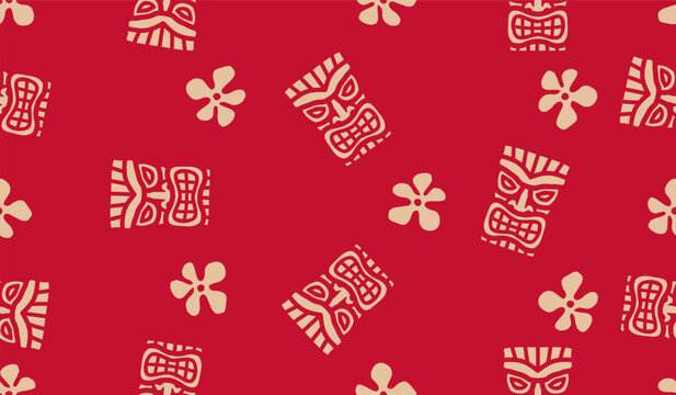 Cute Tiki Mask pattern background vector design