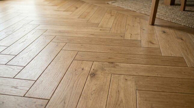Close-up wooden floor herringbone pattern wood Chevron brown parquet surface, suitable for flooring design, seasonal