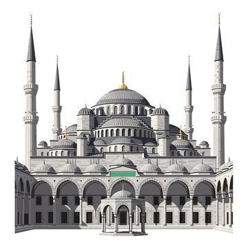 Blue Mosque Sultan Ahmed Istanbul Turkey Landmark Flat Vector