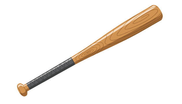 Classic wooden baseball bat with a black taped handle, isolated on a white background, representing sports equipment and athletic training gear.