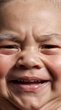 Extreme close up time lapse of a baby face aging into an elderly person