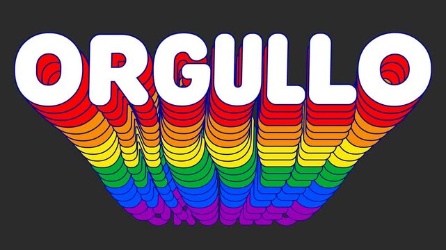 Texto Animado Orgullo con Extrusi&oacute;n 3D Retro - Gr&aacute;ficos en Movimiento Arco&iacute;ris LGBT