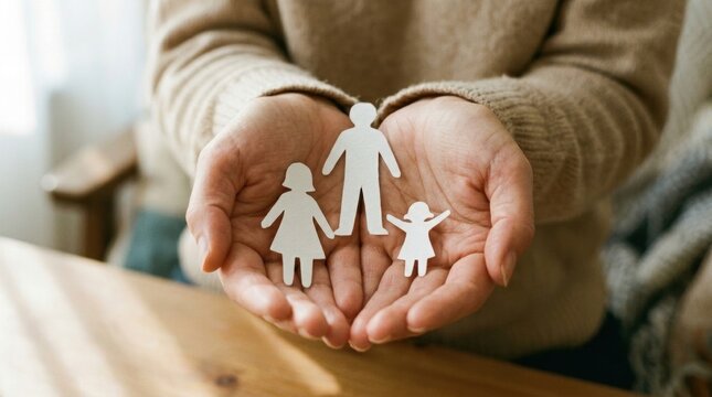 Pair hands holding three paper cutouts Recognizing threats to children�s safety, child protection awareness drives advocacy