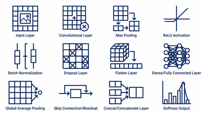 Deep learning neural network architecture elements and layers