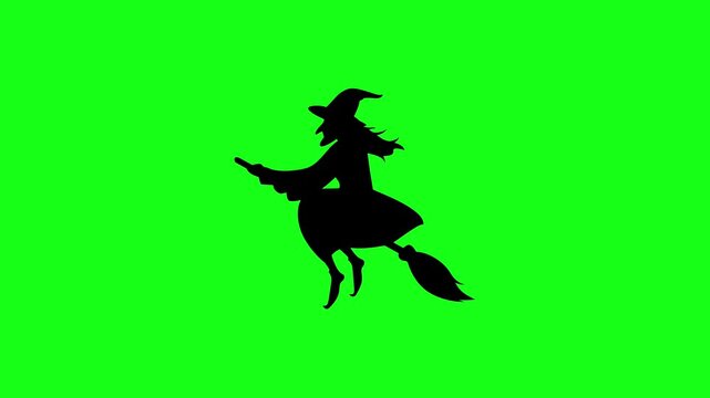 Spooky floating ghost silhouette animation with a classic scary expression on a chroma key green screen background