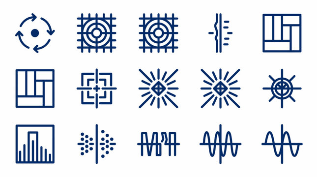 Collection of various geometric and abstract blue icons