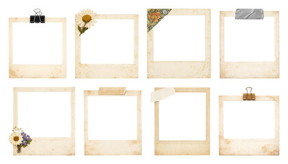 Plakat PNG Vintage frames with floral accents on transparent background