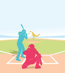Obraz premium Attractive editable vector baseball game in action design great for your design resources print and other