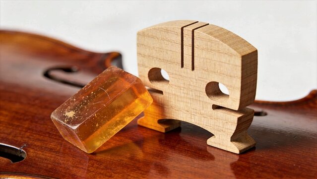 Maple Violin Bridge With Amber Rosin Block, String Instrument Accessory
