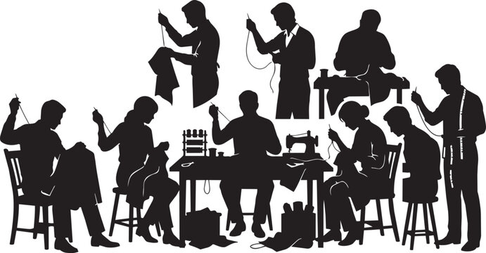 Silhouette musicians, music group, band performance, black vector illustration, musical ensemble