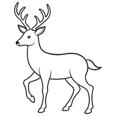 Obraz premium Minimalist Deer Silhouette Line Art Vector Illustration