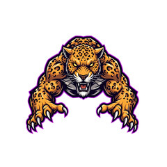 Fototapeta premium Furious Jaguar with Sharp Claws Roaring.