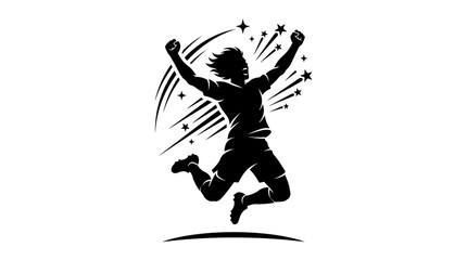 Obraz premium Silhouette of a Soccer Player Celebrating a Goal with Stars