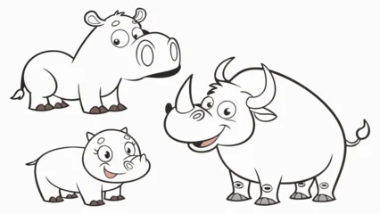 Fototapeten Zoo Cartoon rhinos interact outdoors  © Click Return