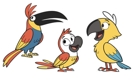 Fototapeta premium Three colorful cartoon birds standing