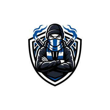 Hooligan Football Fan Mascot Emblem Illustration.