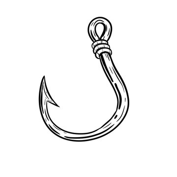 fishing hook icon digital drawing illustration isolated