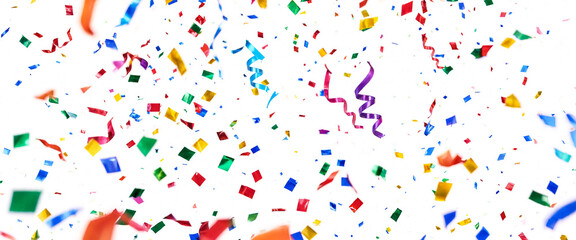 Fototapeta premium Colorful confetti falling isolated on white background