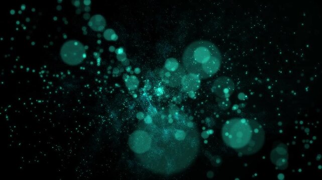 Natural organic dust particles on black background. Glittering Particles With Bokeh.