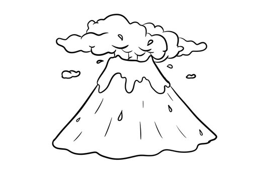 volcano digital drawing illustration isolated