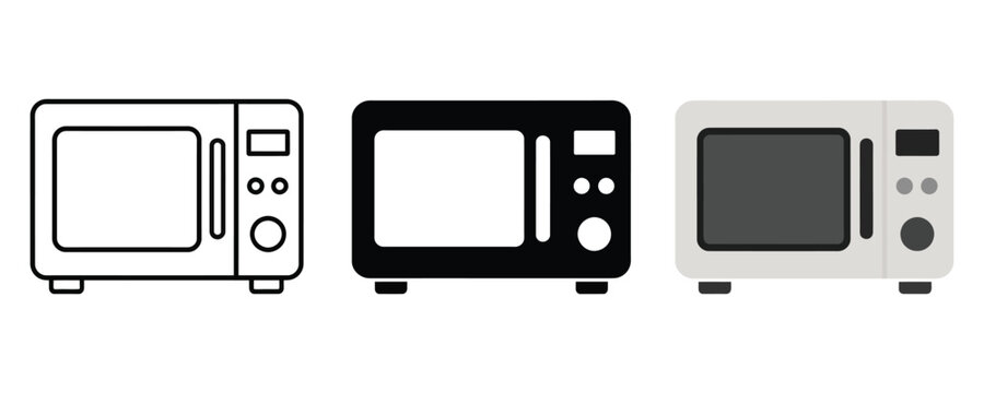 Kitchen microwave oven appliance icon set with microwave appliance electronics